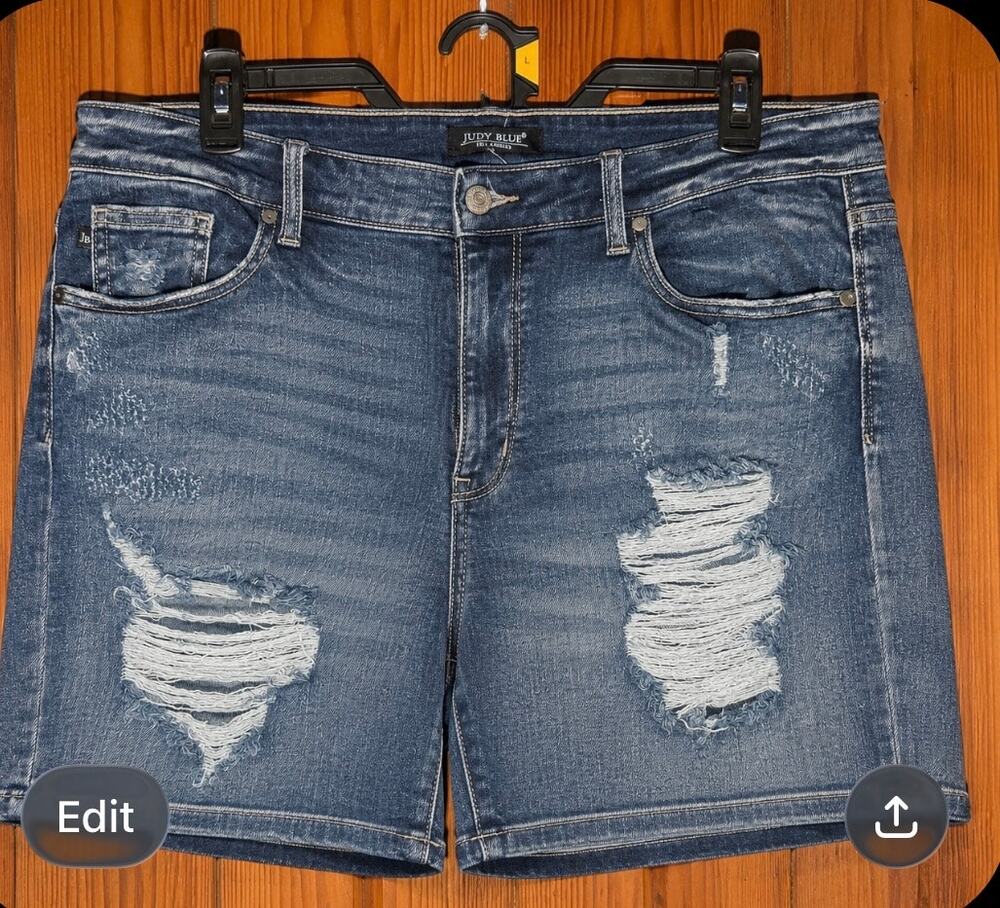 Judy Blue denim/jean shorts distressed high rise western festival size 2XL